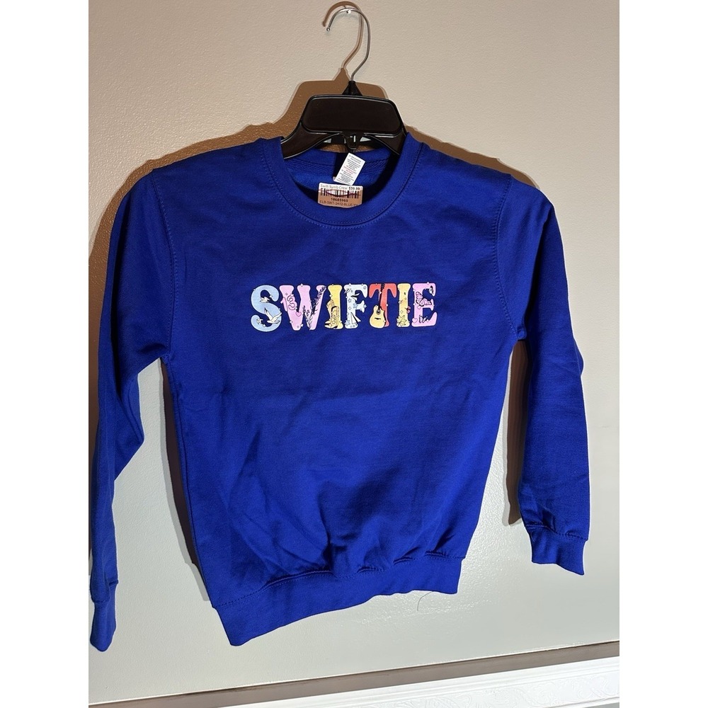 Swiftie Symbols Graphic Crewneck Sweatshirt Royal Blue Youth Medium ELB-SWT-2402